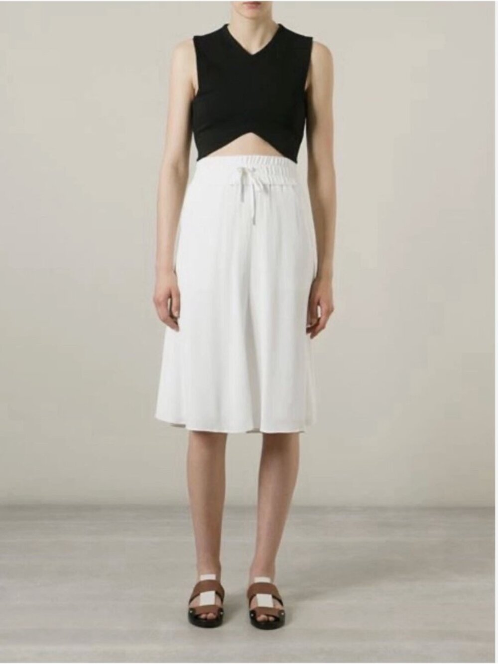 Helmut Lang White Crepe Midi Skirt Fully Lined Size M